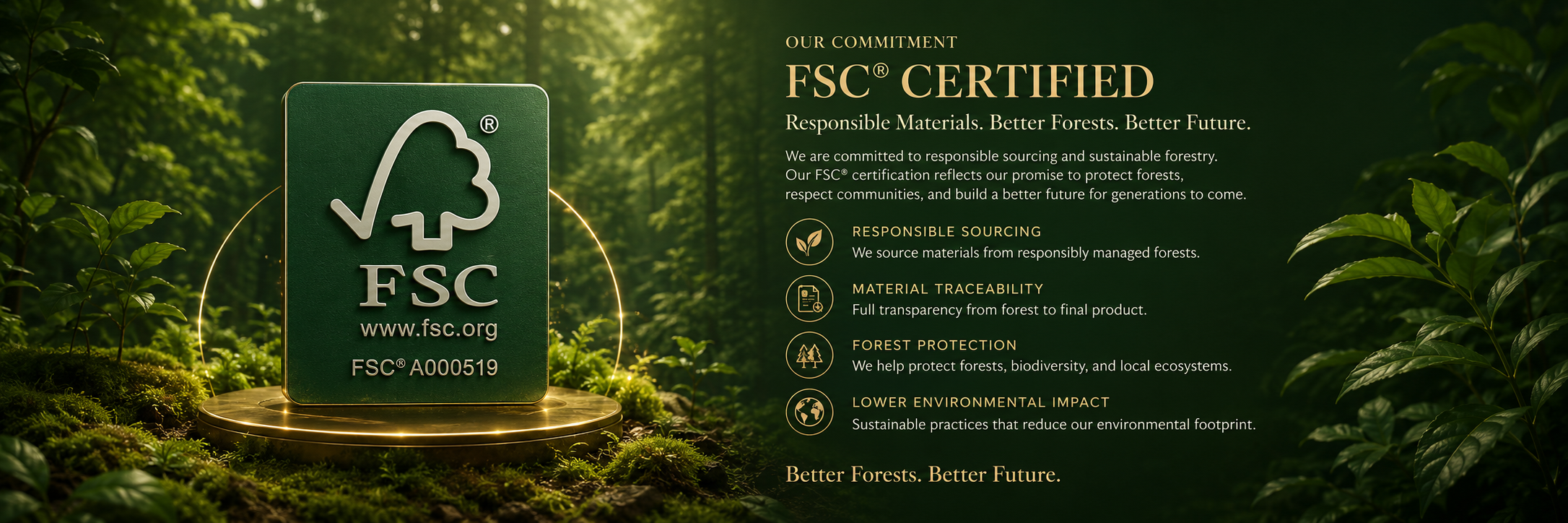 FUSHAN Furniture FSC certified responsible sourcing and forest protection commitment