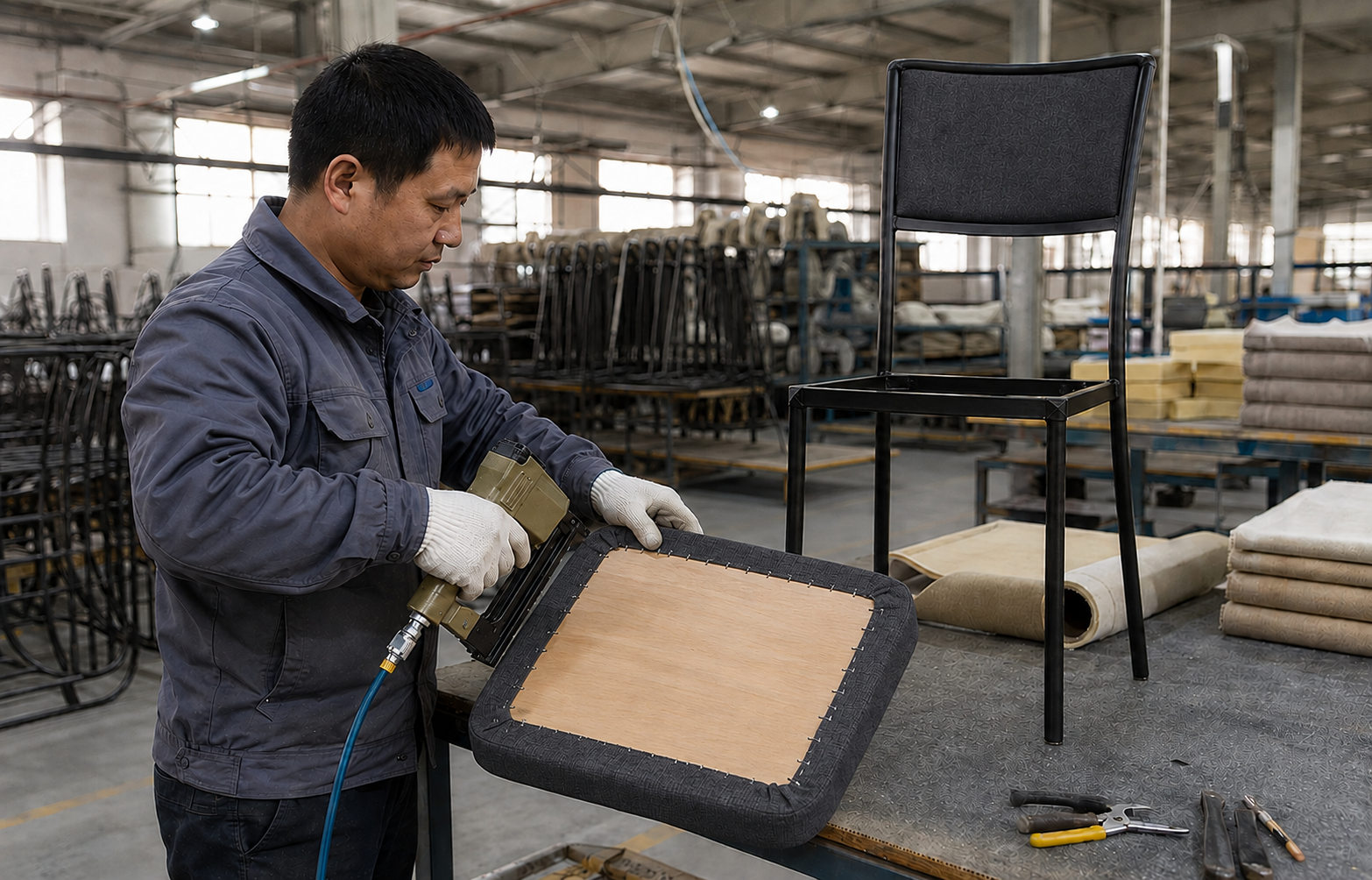 Skilled upholstery work for commercial furniture