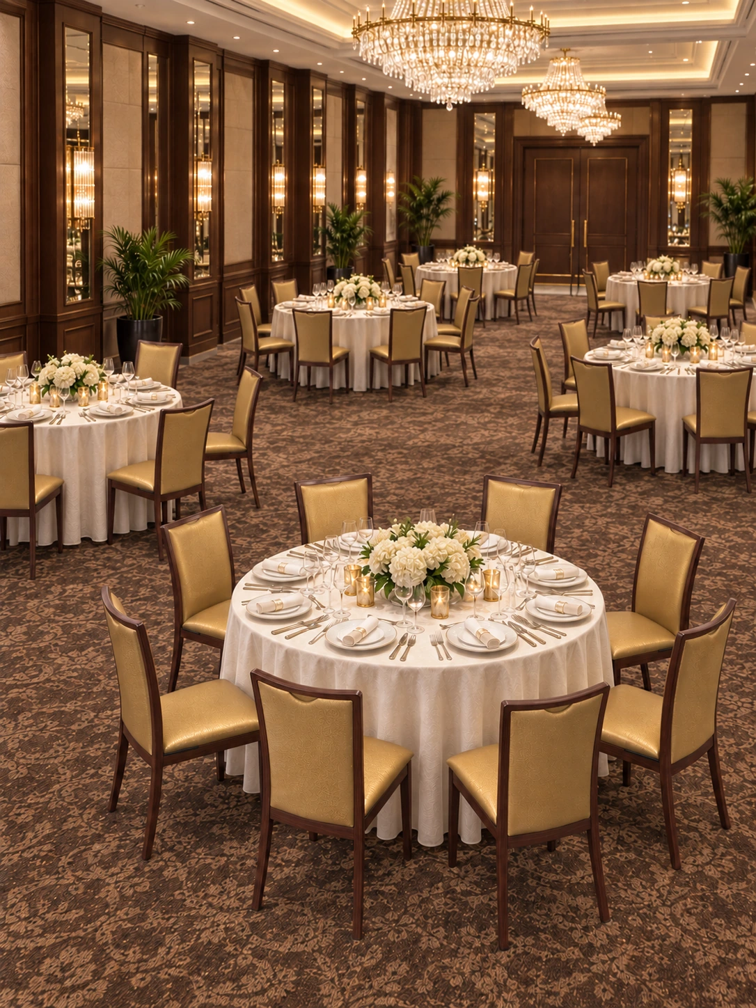 Hotel Banquet Chair with Wood-Look Metal Details for Ballrooms and Banquet Halls application scene
