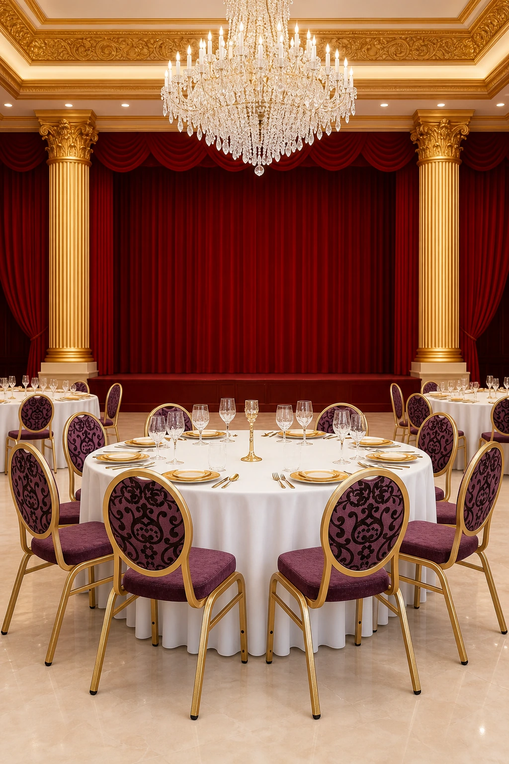 Oval-Back Gold Banquet Chair application scene