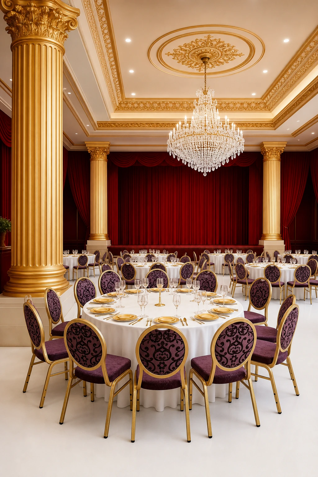 Oval-Back Gold Banquet Chair application scene