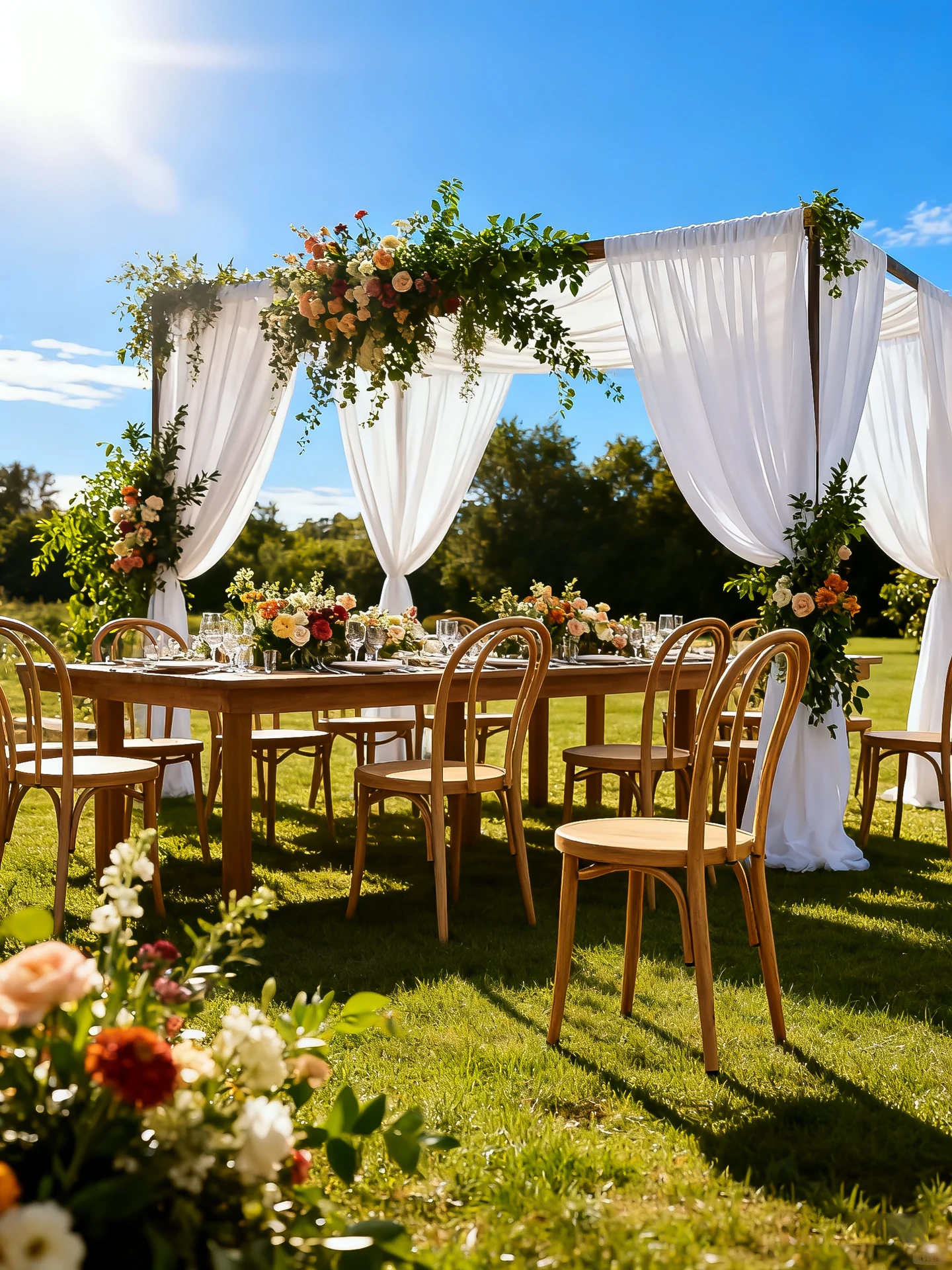 Wood-Look Metal Outdoor Dining Chair application scene