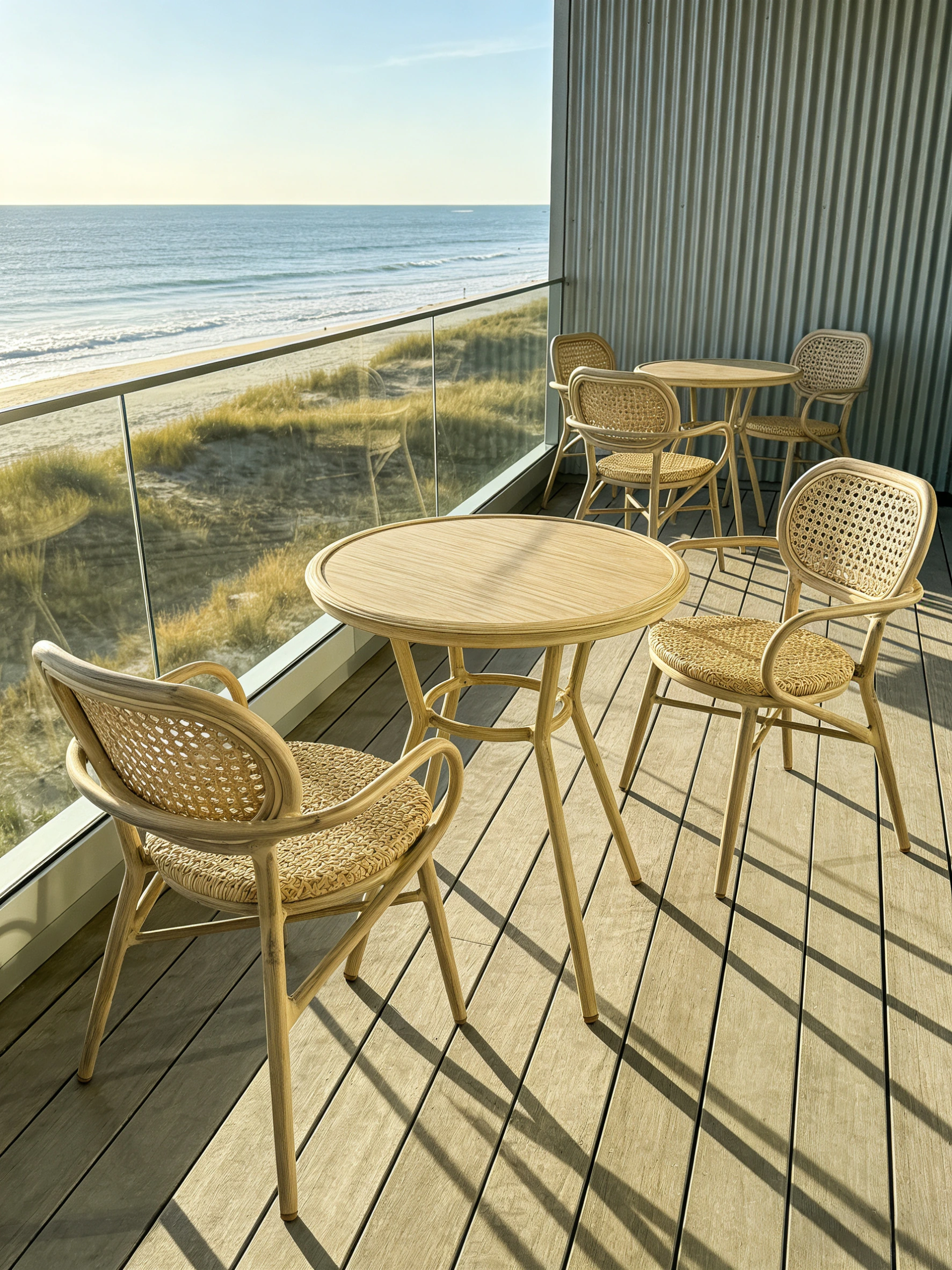 Wood-Look Metal Outdoor Dining Armchair application scene