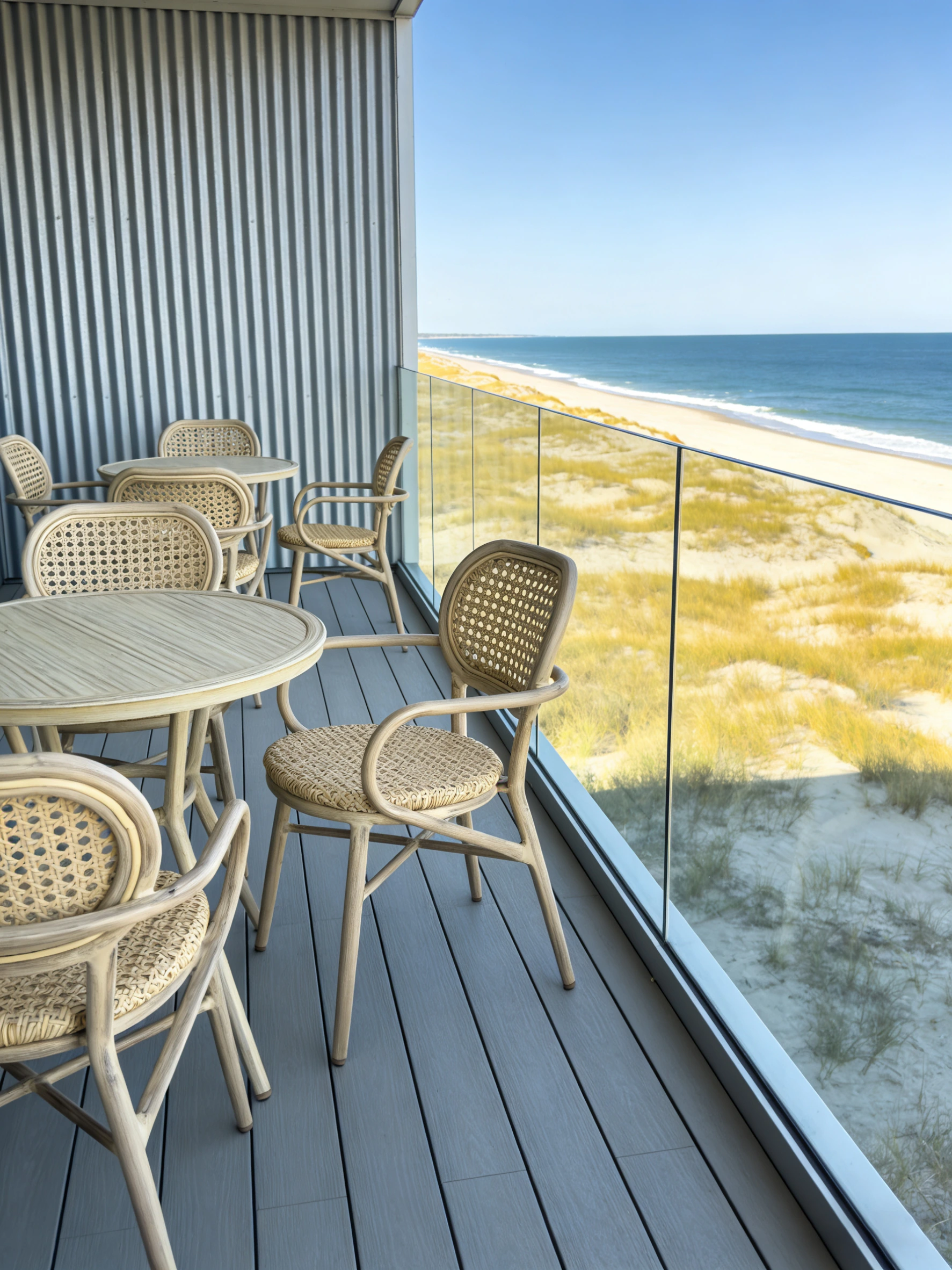 Wood-Look Metal Outdoor Dining Armchair application scene