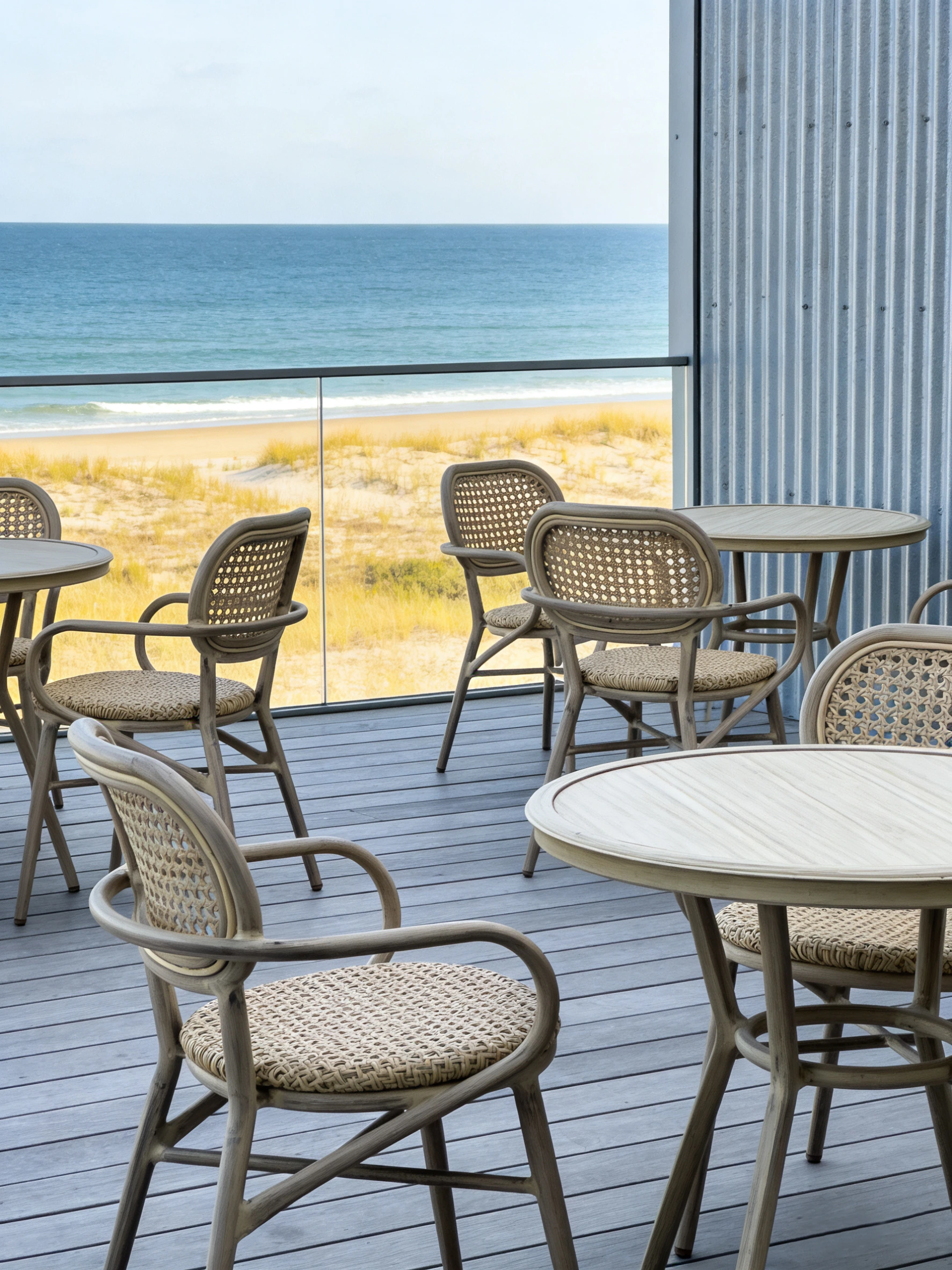Wood-Look Metal Outdoor Dining Armchair application scene