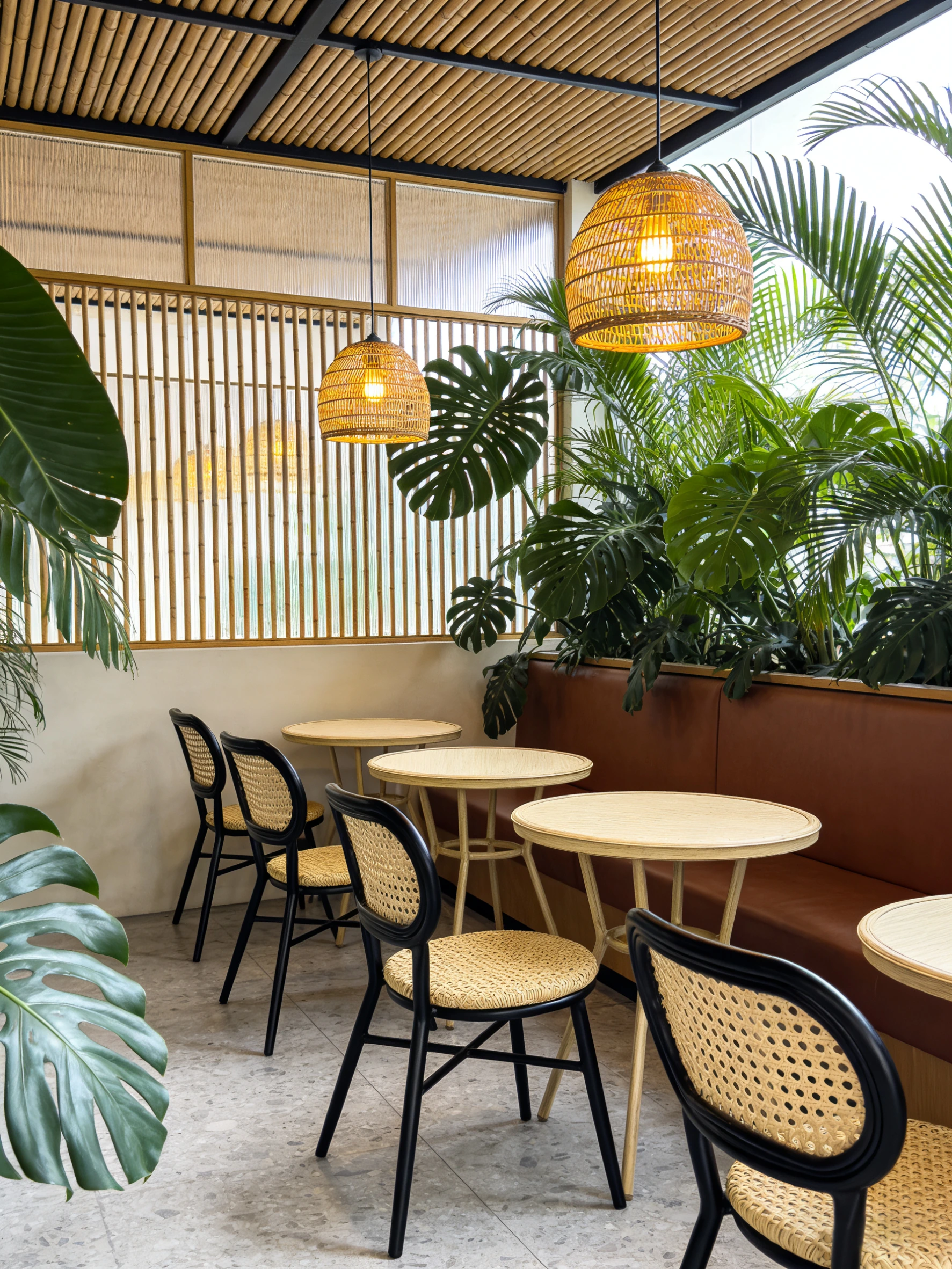 Cane-Back Stackable Outdoor Dining Chair application scene