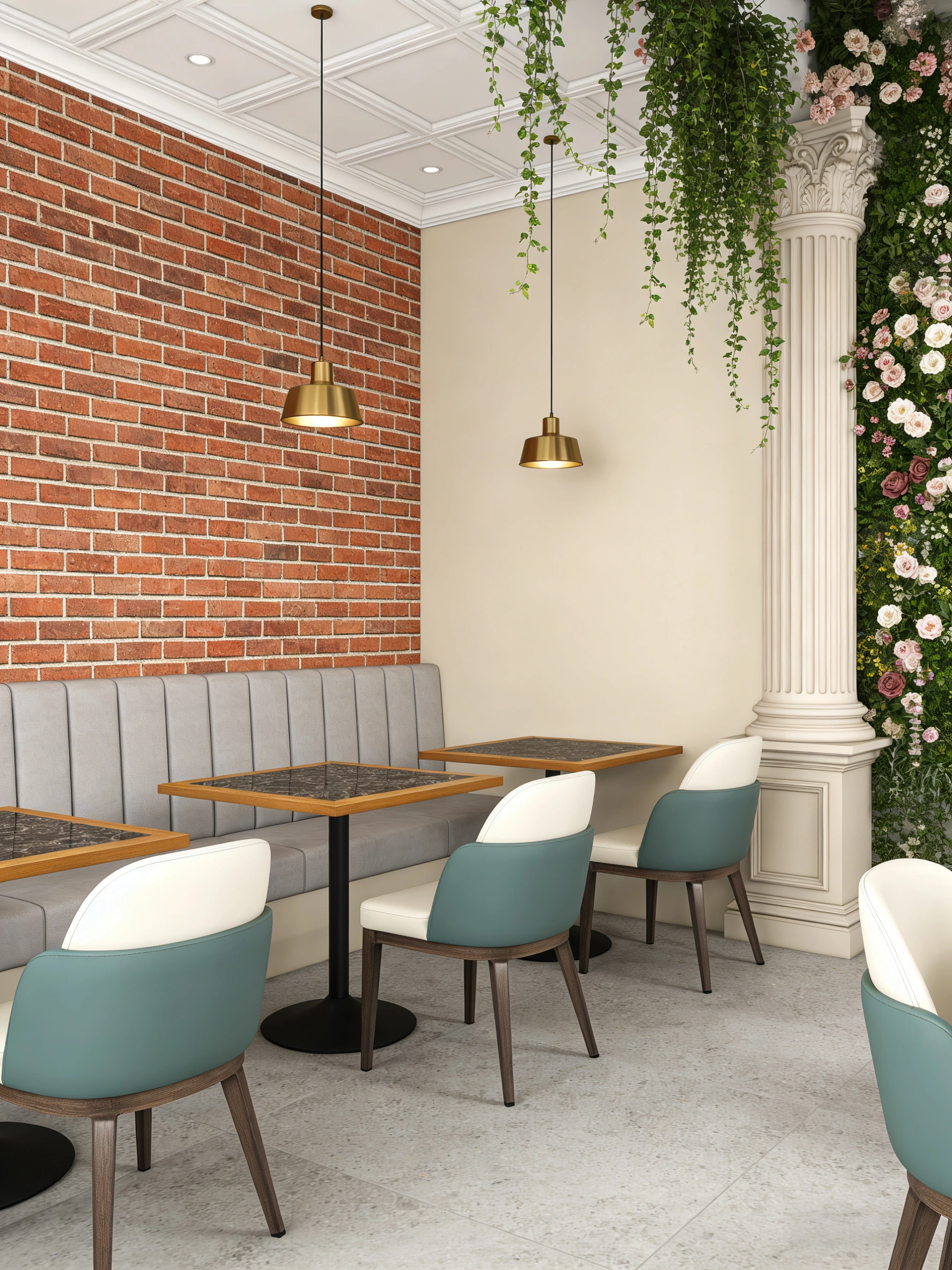 Curved-Back Wood-Look Metal Commercial Restaurant Chair for Hotel Dining application scene