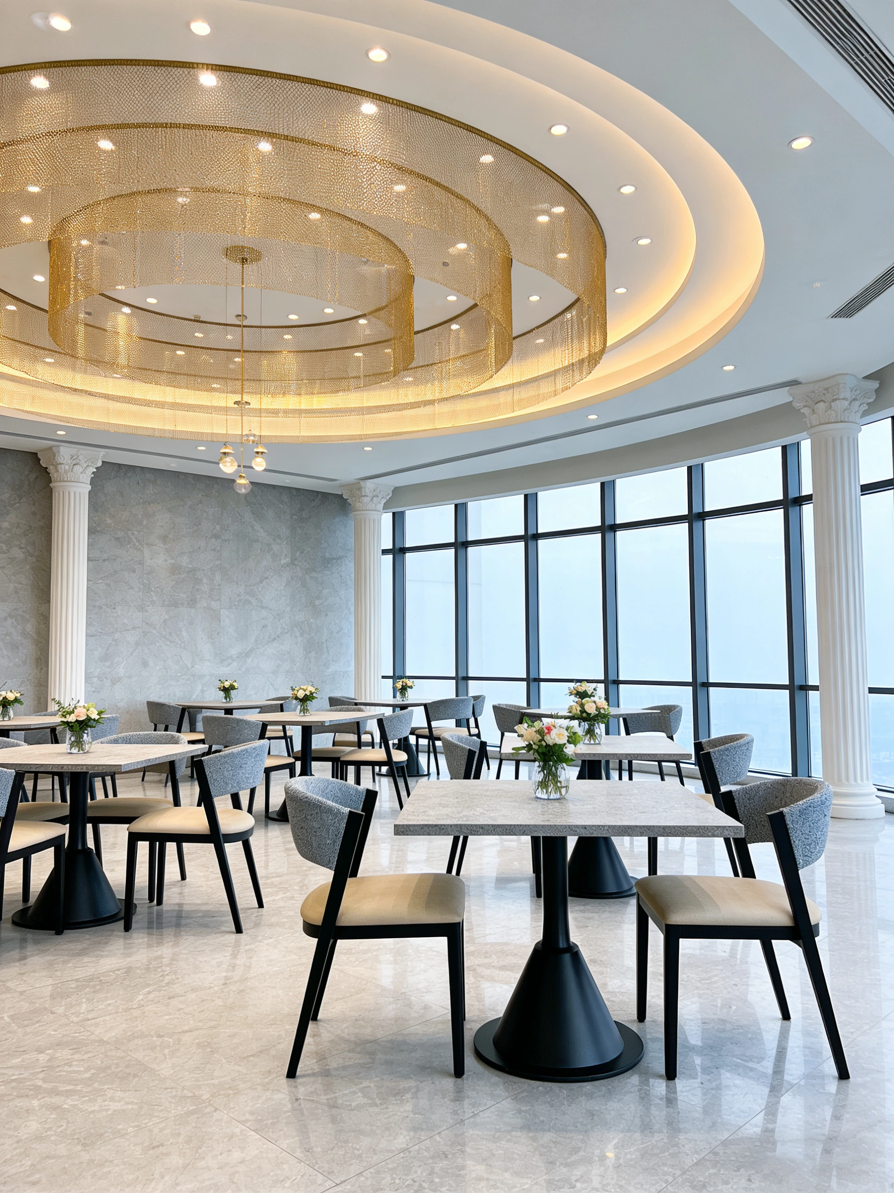 Curved-Back Wood-Look Metal Commercial Restaurant Chair for Cafes application scene