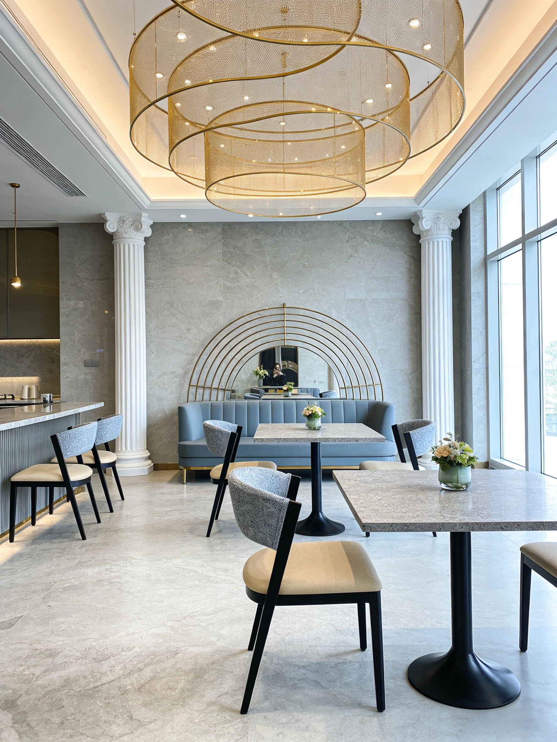Curved-Back Wood-Look Metal Commercial Restaurant Chair for Cafes application scene