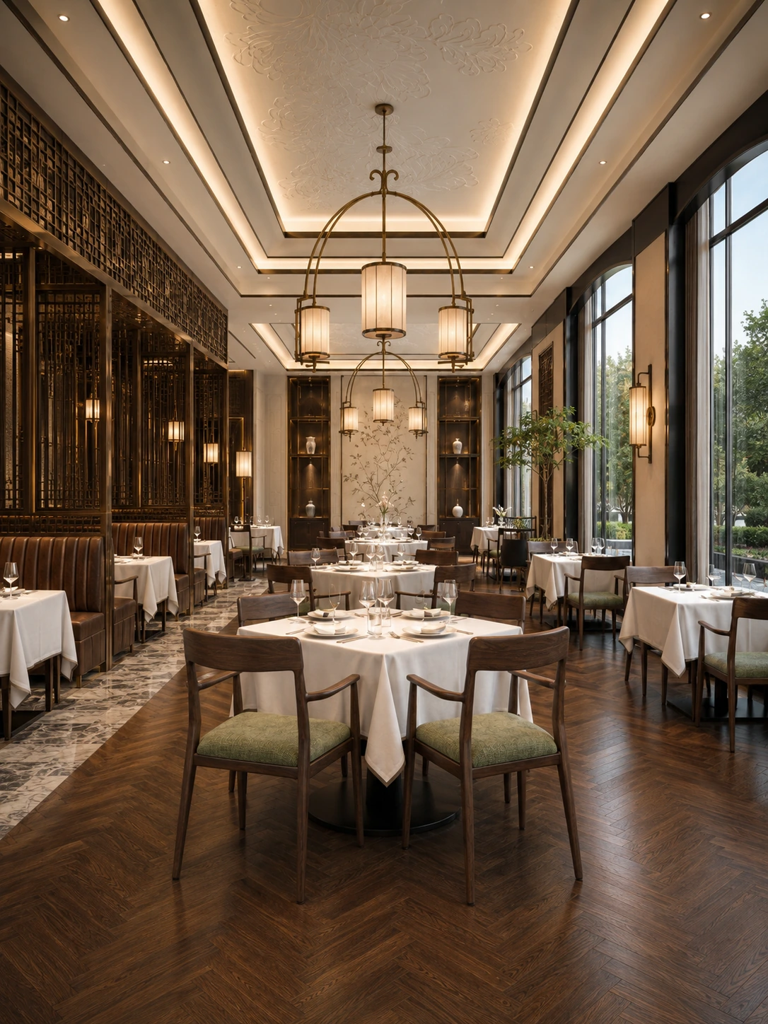 Wood-Look Metal Commercial Dining Armchair for Restaurants application scene
