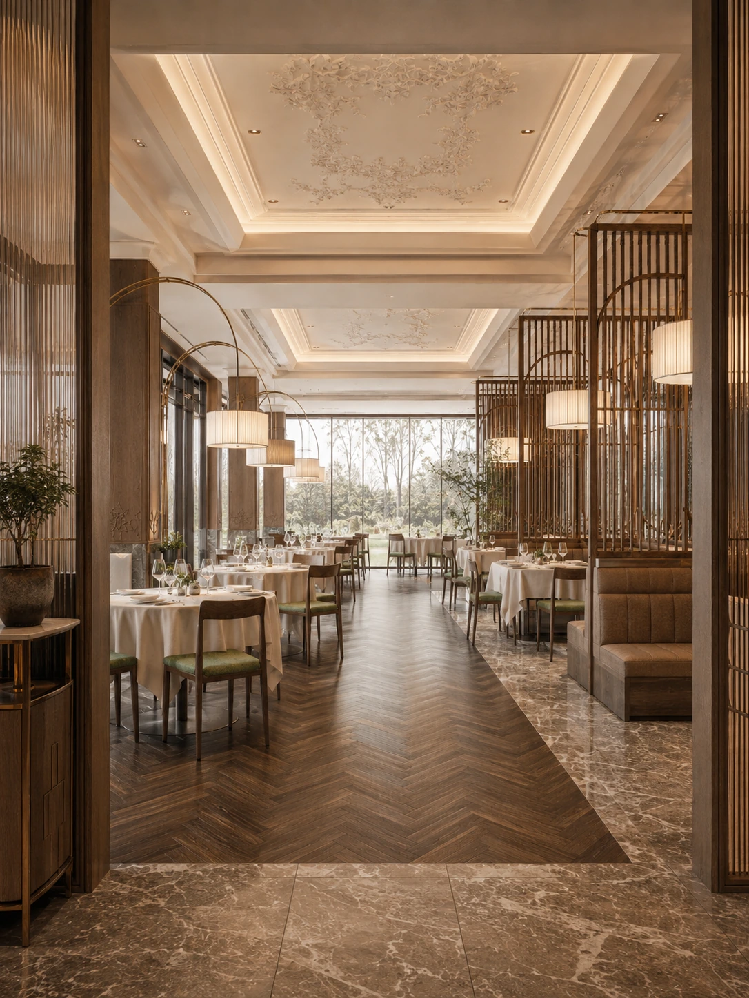 Wood-Look Metal Commercial Dining Armchair for Restaurants application scene