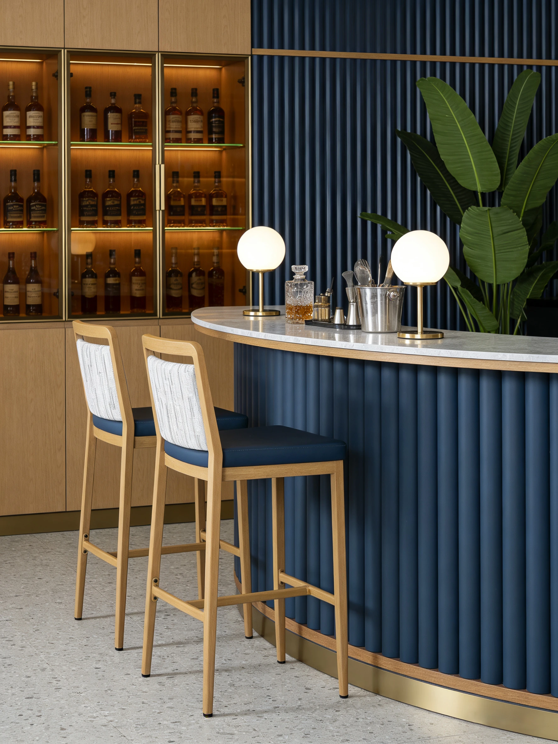 Wood-Look Metal Commercial Barstool application scene