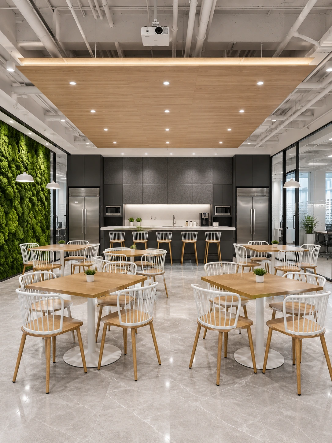 Curved-Back Wood-Look Metal Commercial Restaurant Chair for Hotels application scene