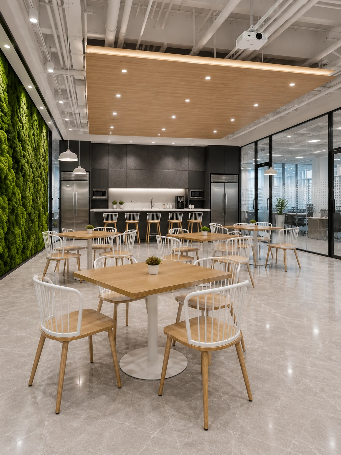 Curved-Back Wood-Look Metal Commercial Restaurant Chair for Hotels application scene