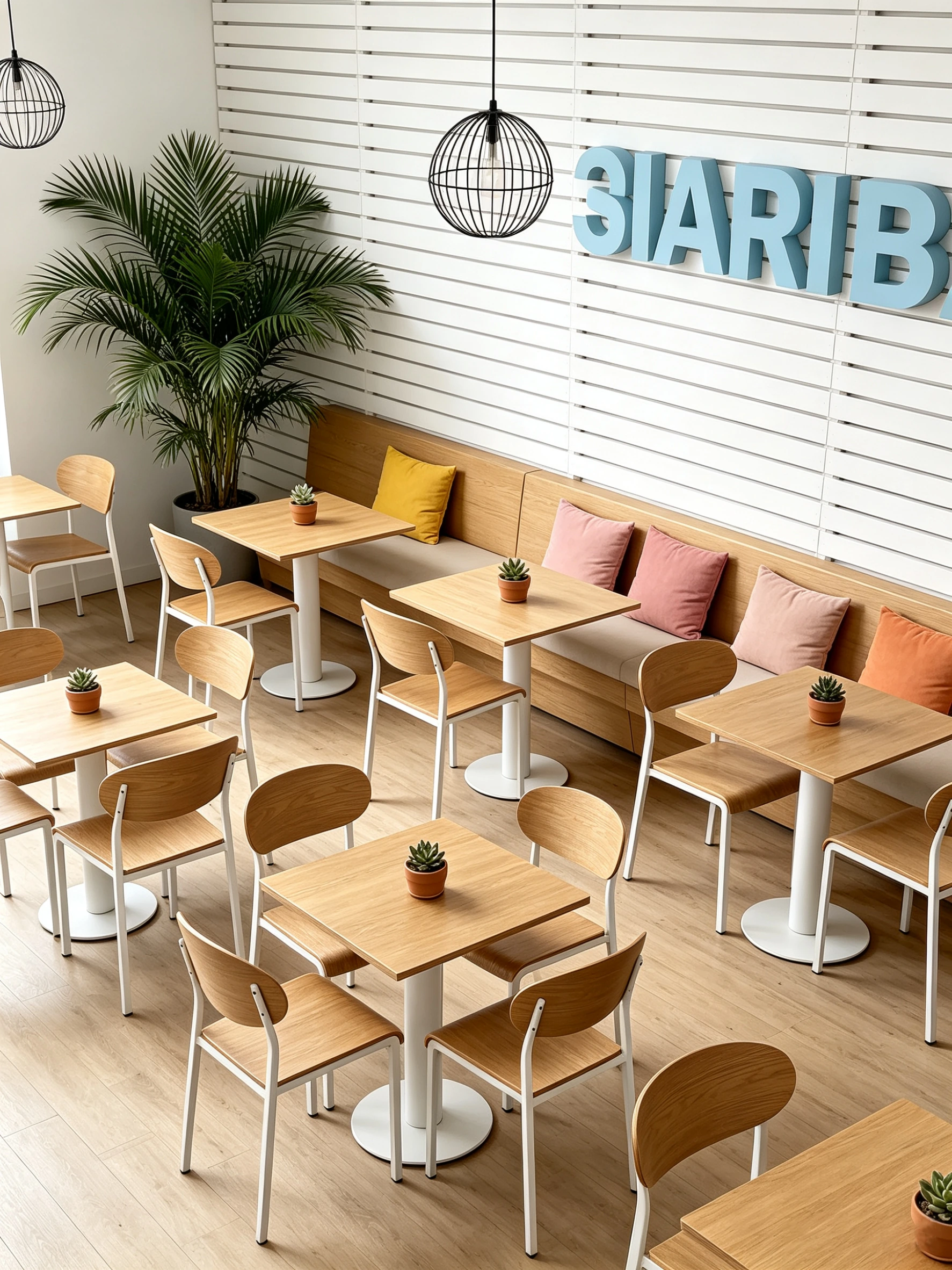Stackable Wood-Look Metal Commercial Restaurant Chair for Hospitality Projects application scene