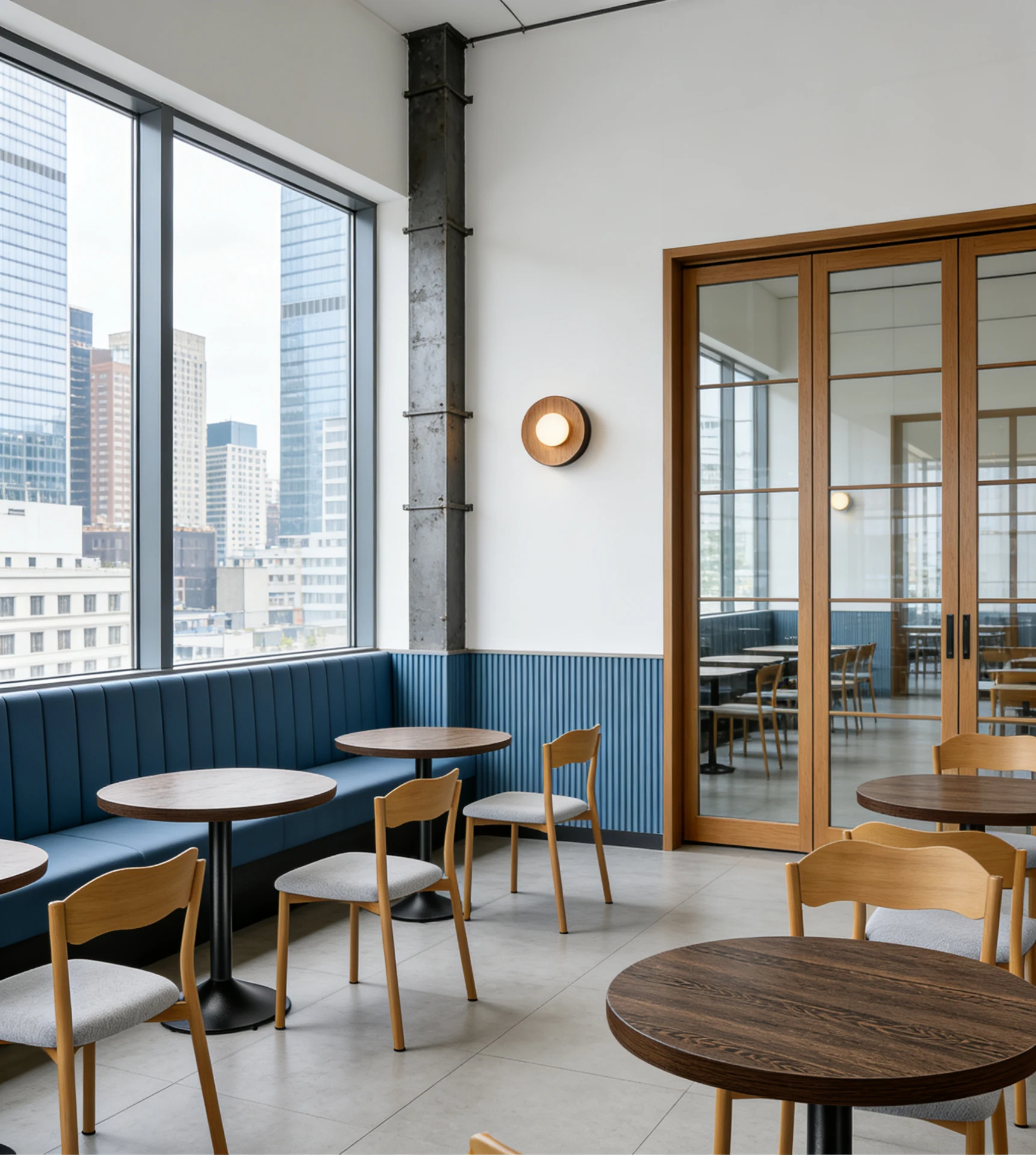 Wave-Back Wood-Look Metal Commercial Restaurant Chair application scene