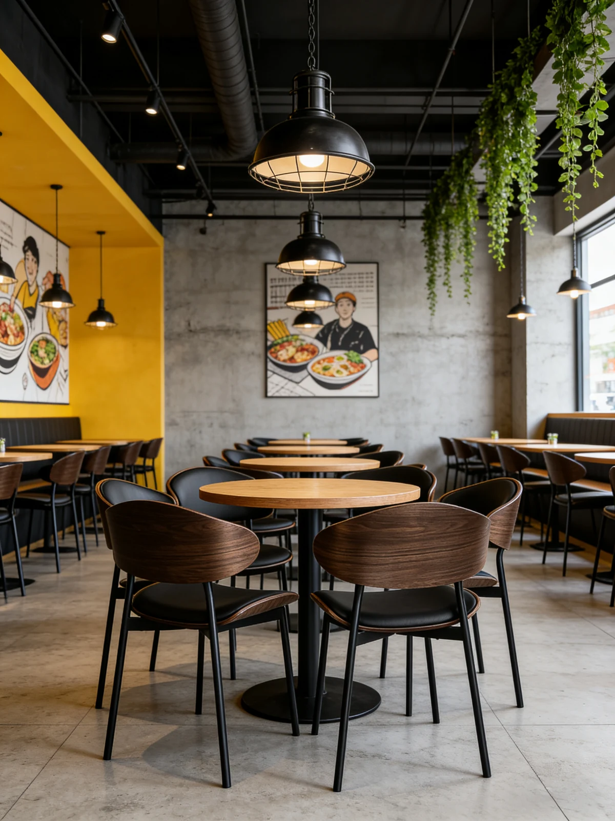 Upholstered Wood-Look Metal Commercial Restaurant Chair for Cafes application scene