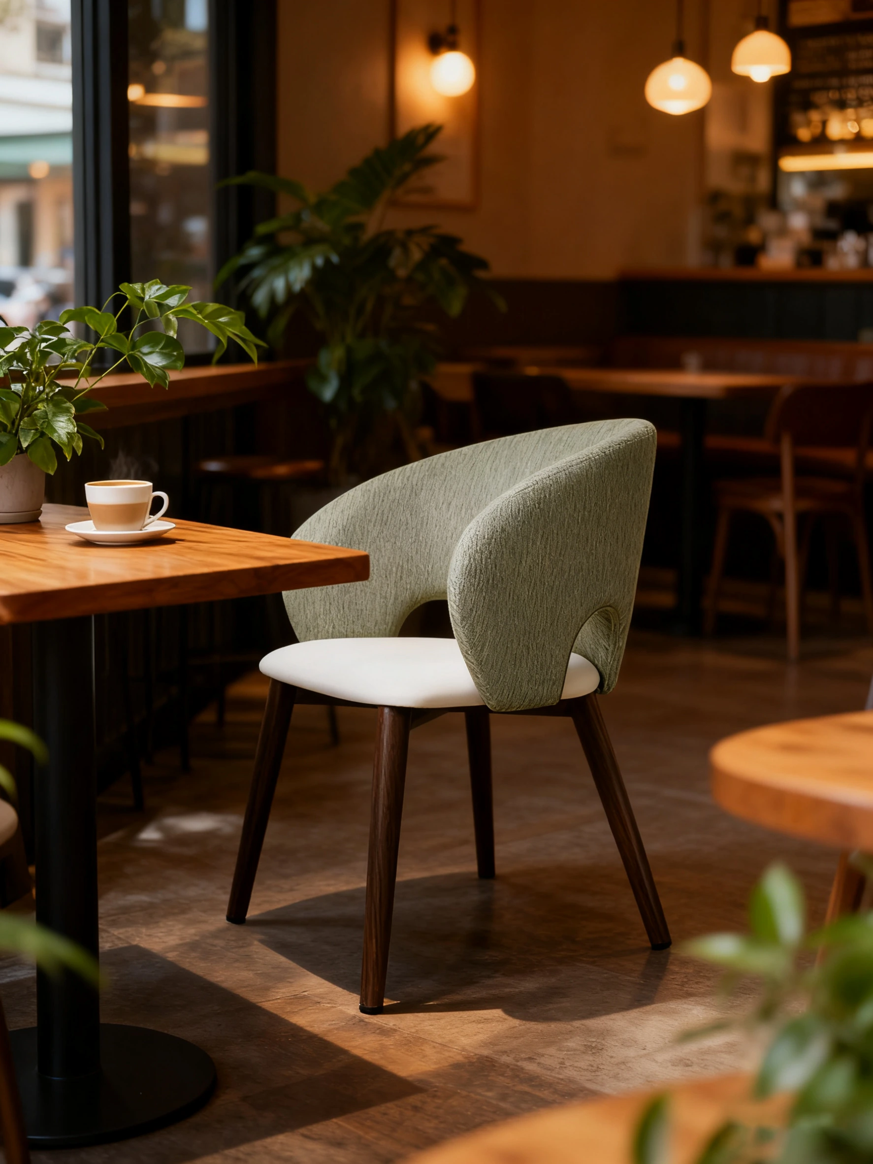 Open-Back Upholstered Commercial Restaurant Chair for Cafes application scene