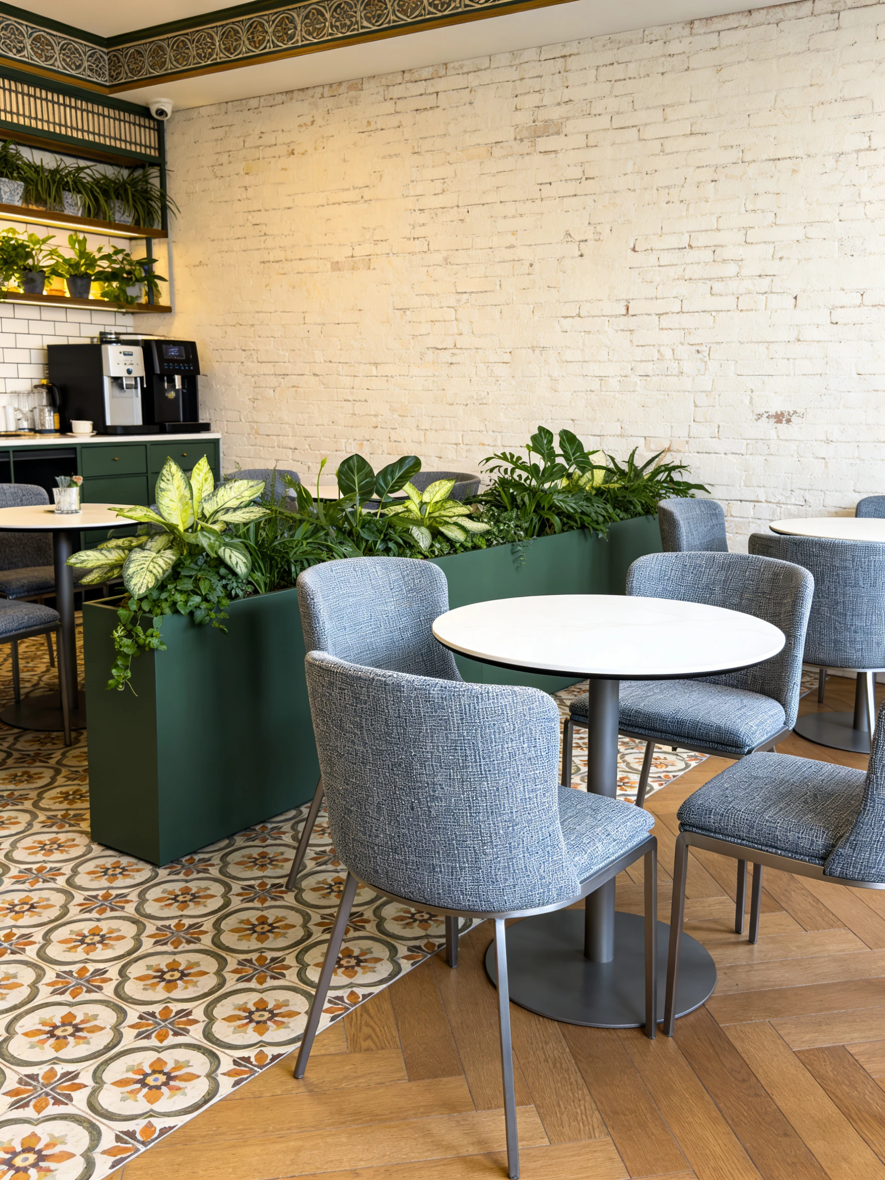 High-Back Upholstered Commercial Restaurant Chair for Cafes application scene