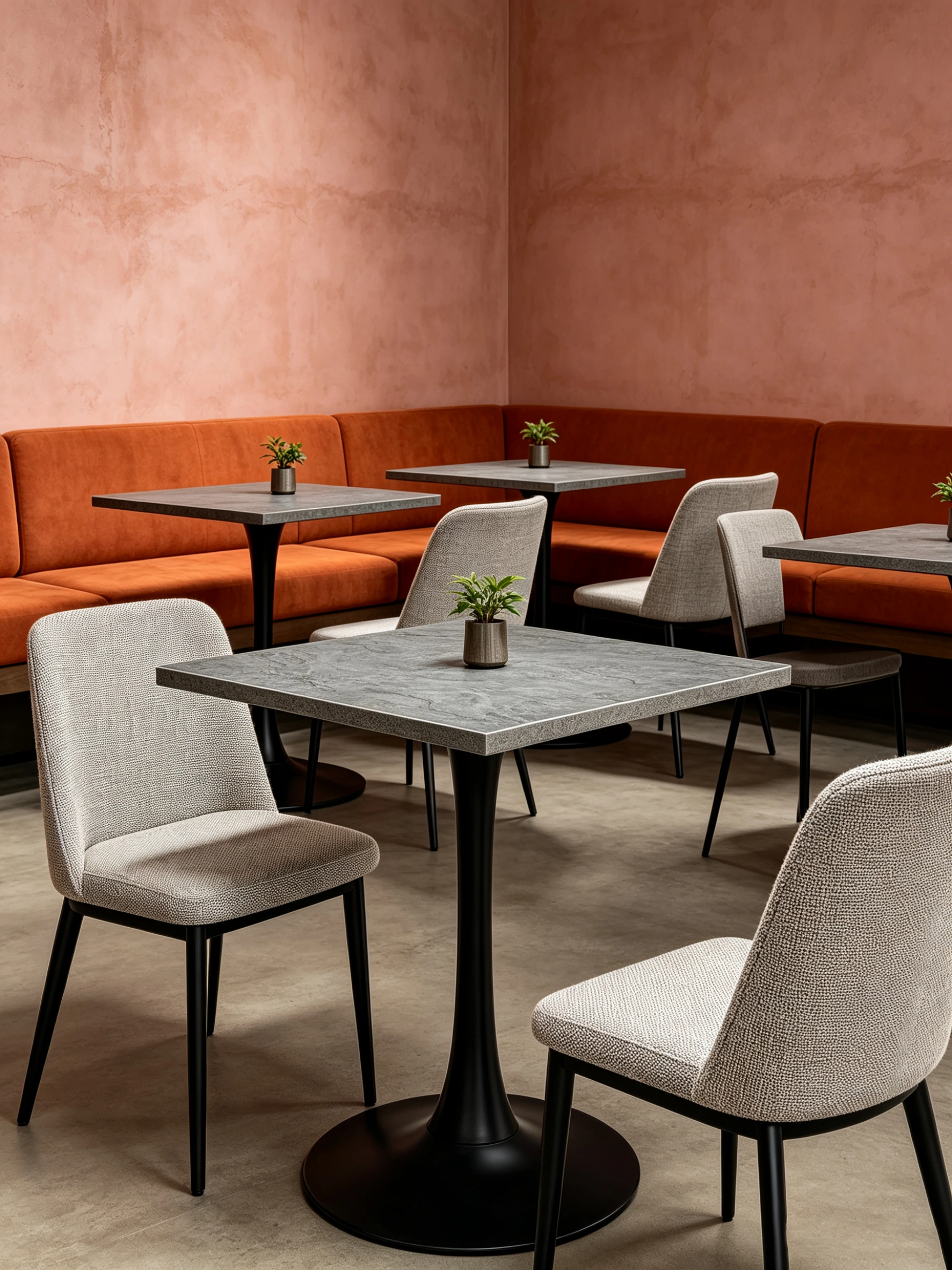 Concrete-Look Pedestal Restaurant Table application scene