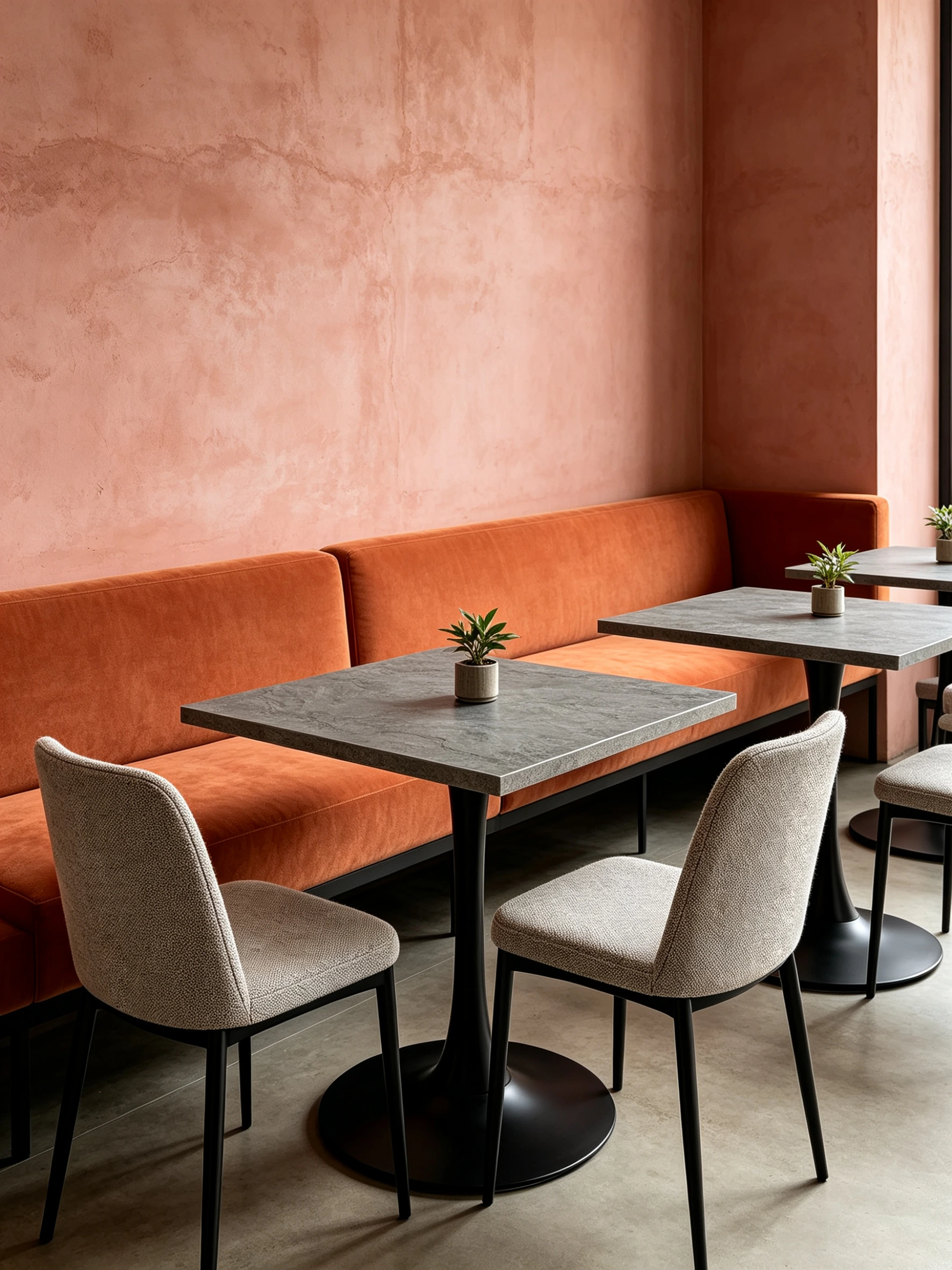 Concrete-Look Pedestal Restaurant Table application scene