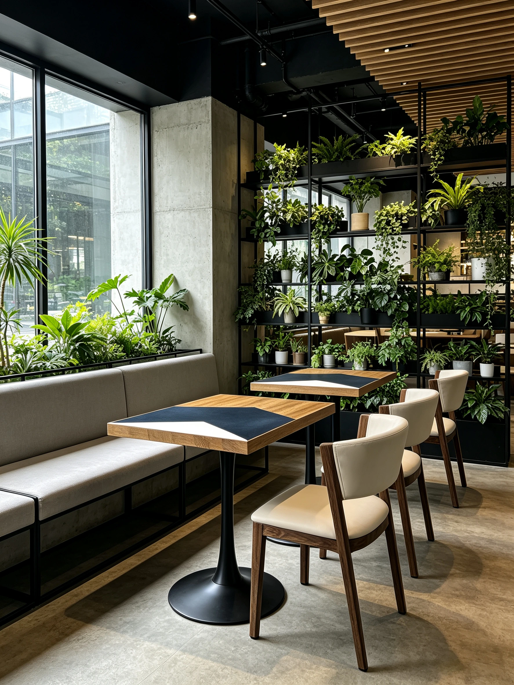 Wood-Inlay Pedestal Restaurant Table application scene
