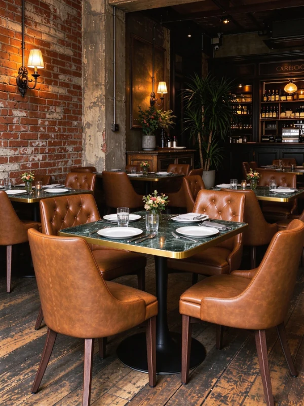 Green Marble-Look Gold-Edge Restaurant Table application scene
