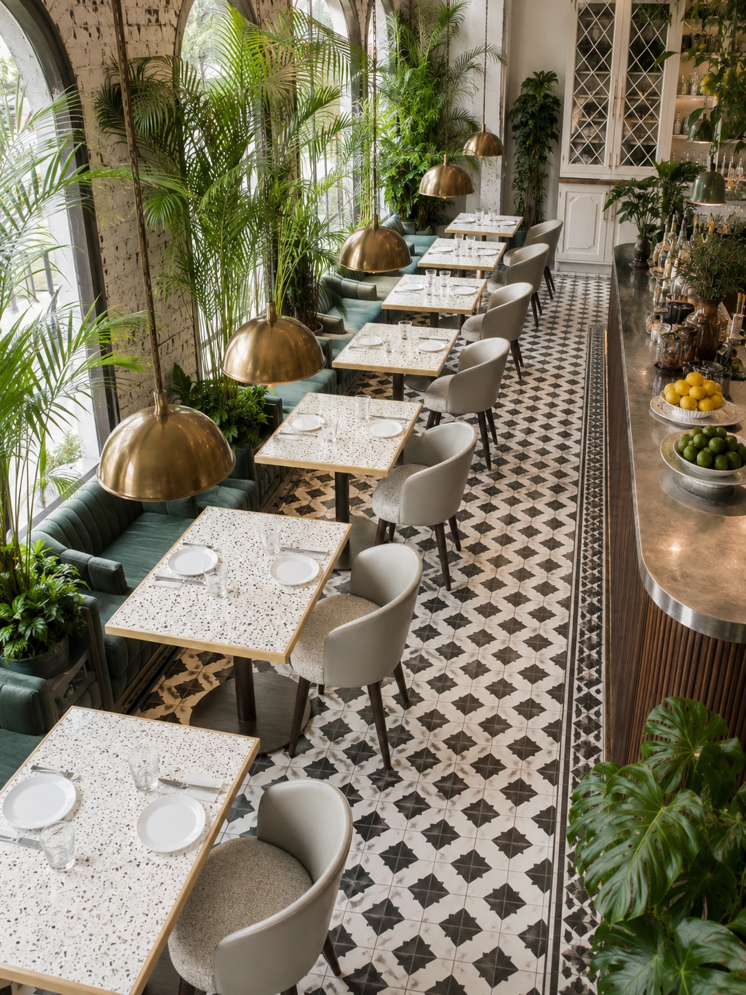 HPL Inlay Pedestal Restaurant Table application scene