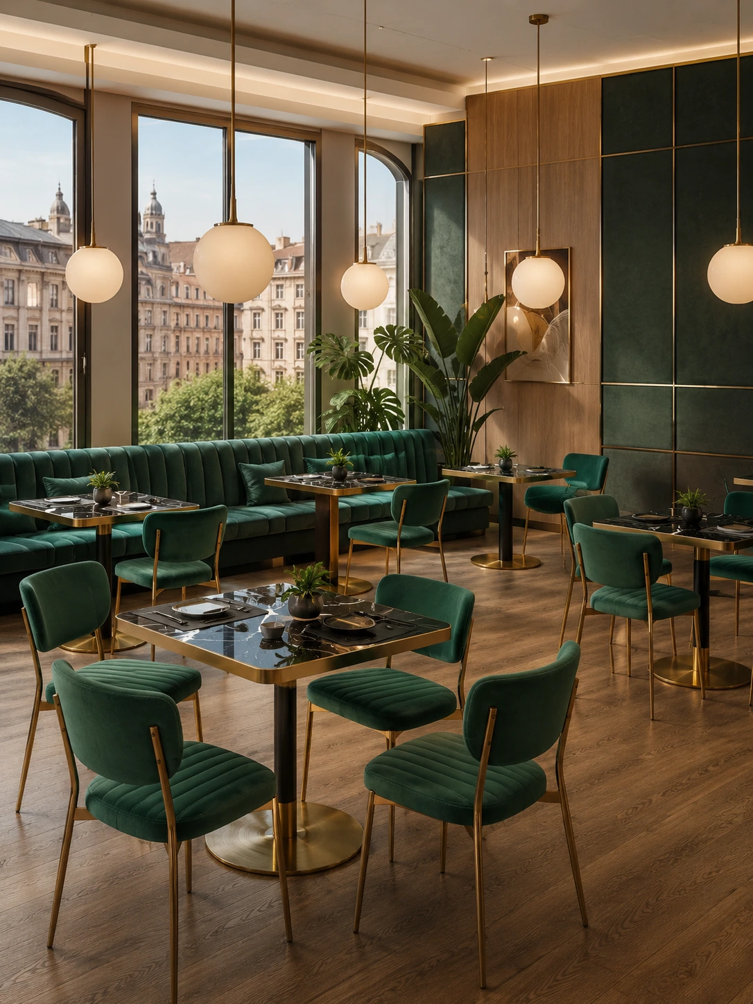 Black Marble Gold-Base Restaurant Table application scene