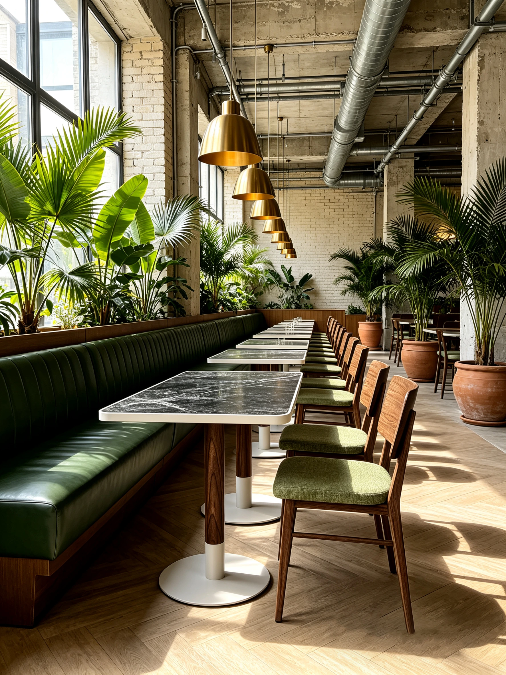 Black Marble Wood-Grain Restaurant Table application scene