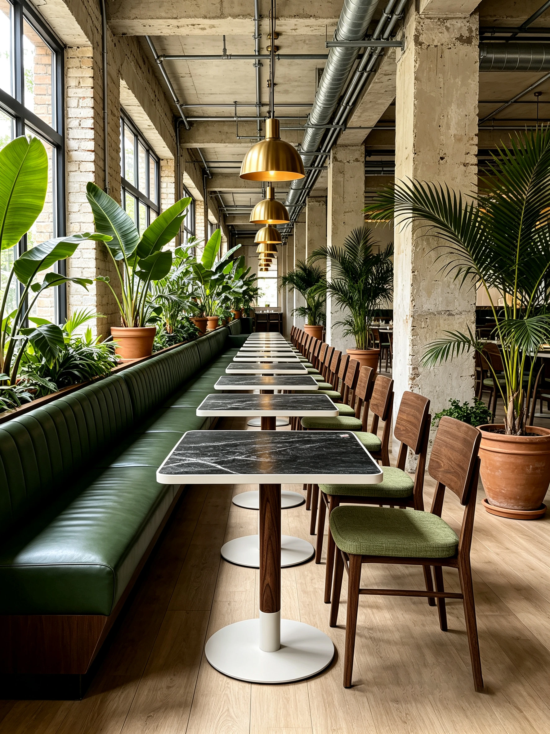 Black Marble Wood-Grain Restaurant Table application scene