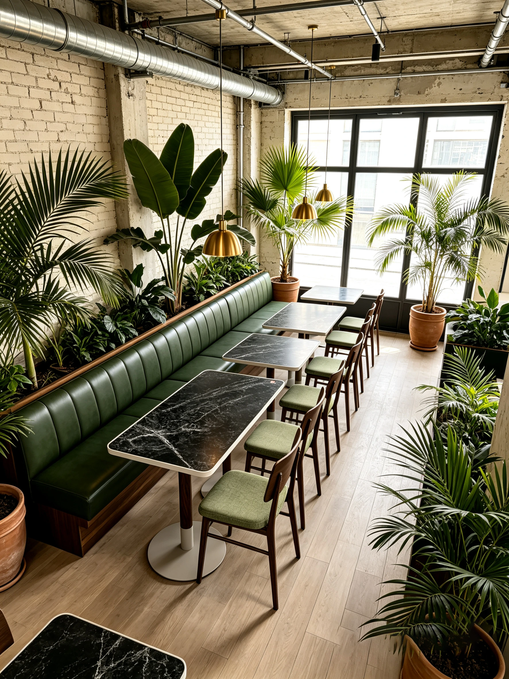 Black Marble Wood-Grain Restaurant Table application scene