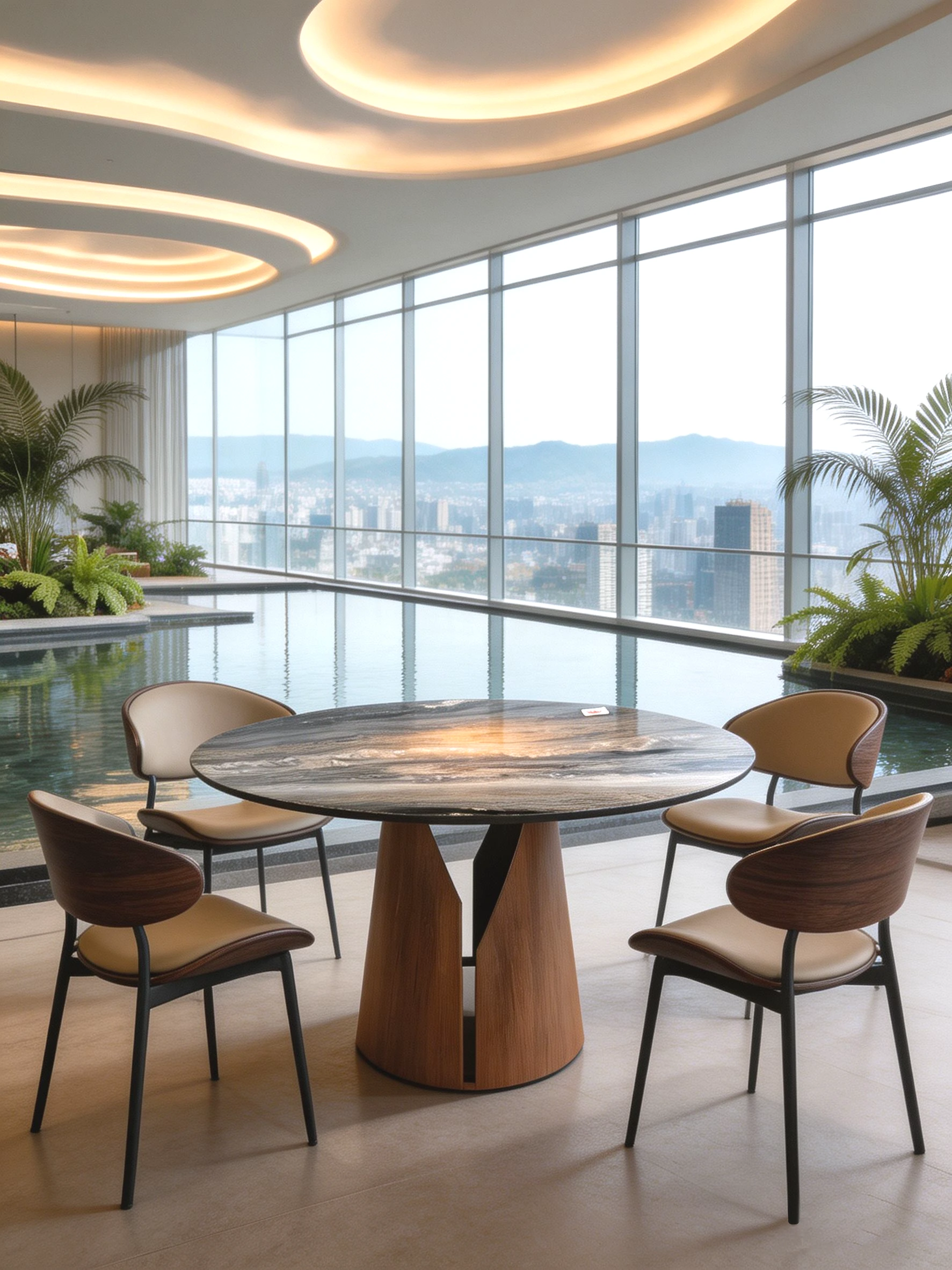 Double-Pedestal Wood Restaurant Table application scene